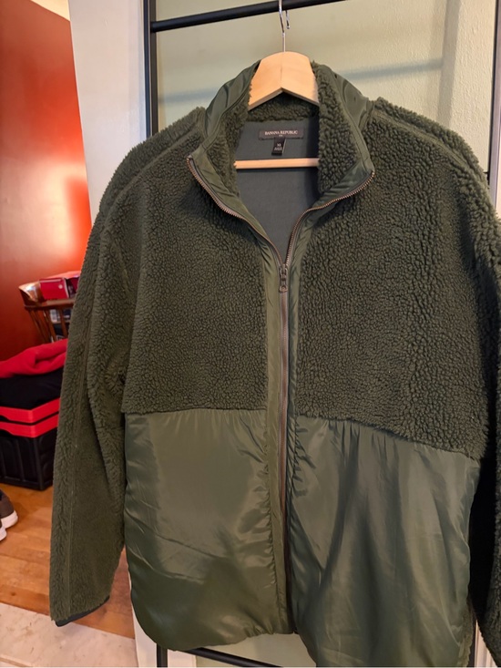 Banana Republic Other - Banana Republic Men's Olive Green Sherpa & Nylon Zip-Up Jacket